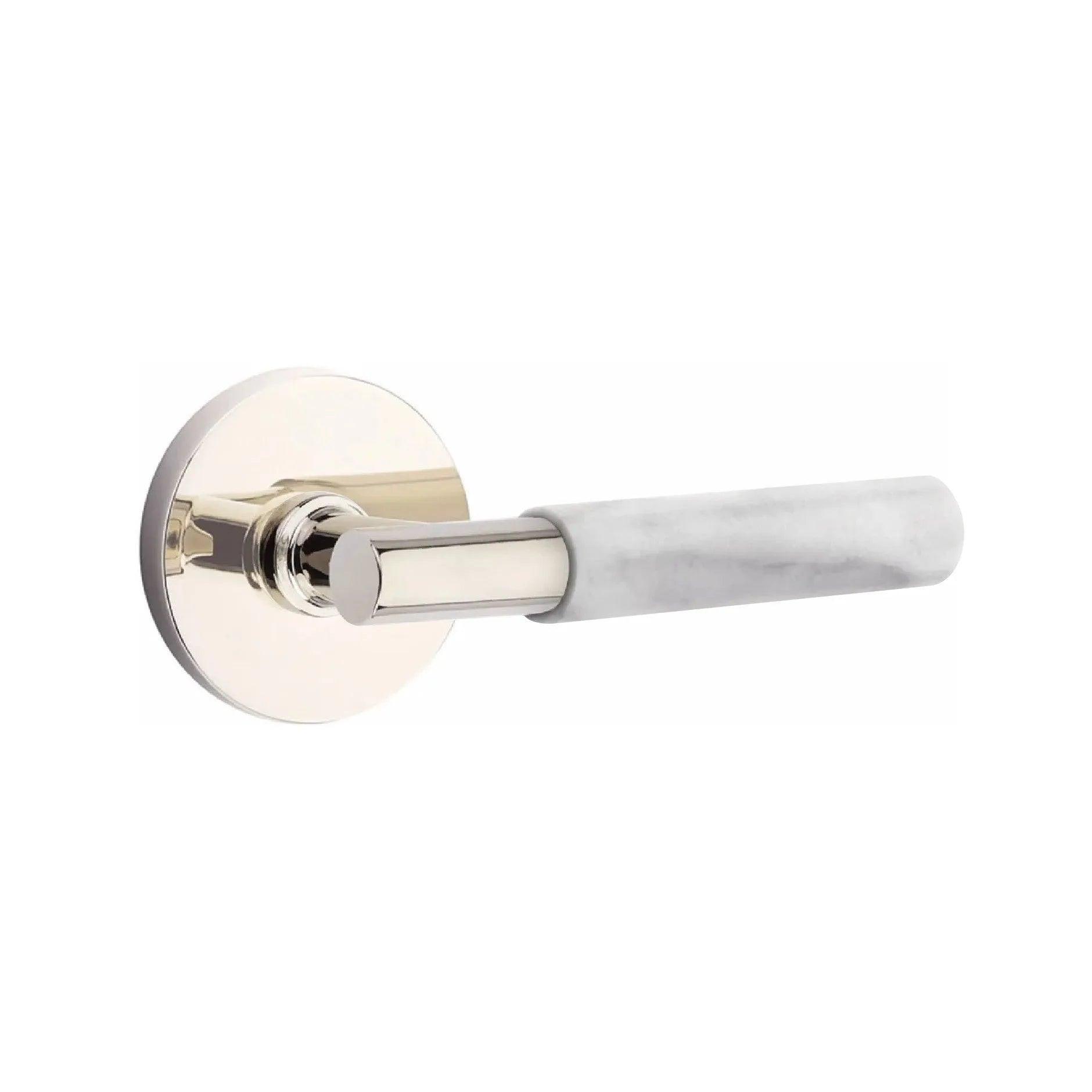 Emtek Select T-Bar White Marble Lever with Disk Rosette 