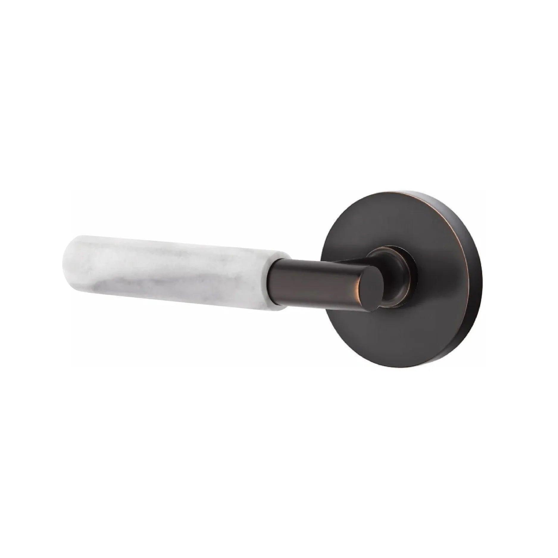Emtek Select T-Bar White Marble Lever with Disk Rosette 
