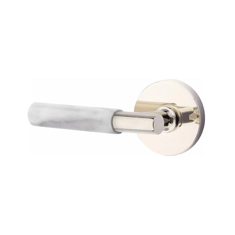 Emtek Select T-Bar White Marble Lever with Disk Rosette in finish