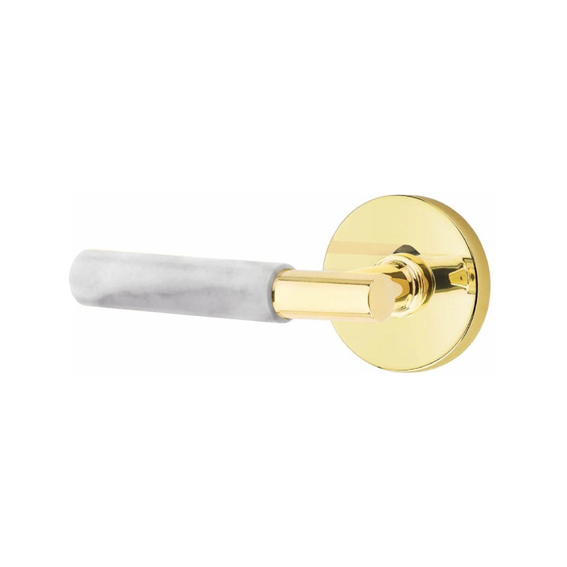 Emtek Select T-Bar White Marble Lever with Disk Rosette in finish