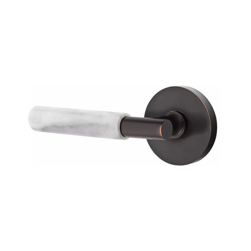 Emtek Select T-Bar White Marble Lever with Disk Rosette in finish