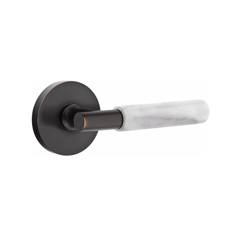 Emtek Select T-Bar White Marble Lever with Disk Rosette in finish