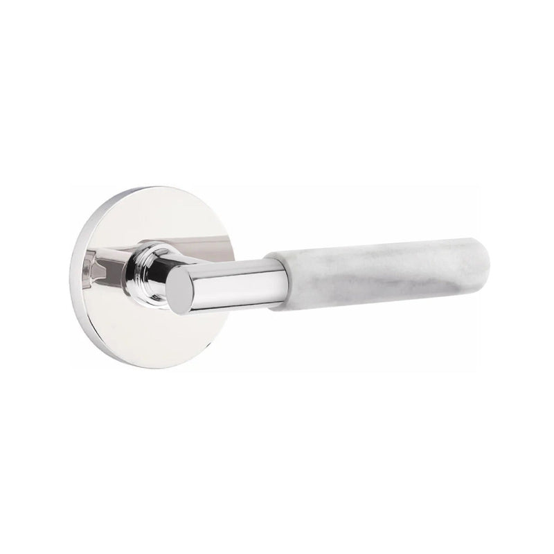 Emtek Select T-Bar White Marble Lever with Disk Rosette in finish