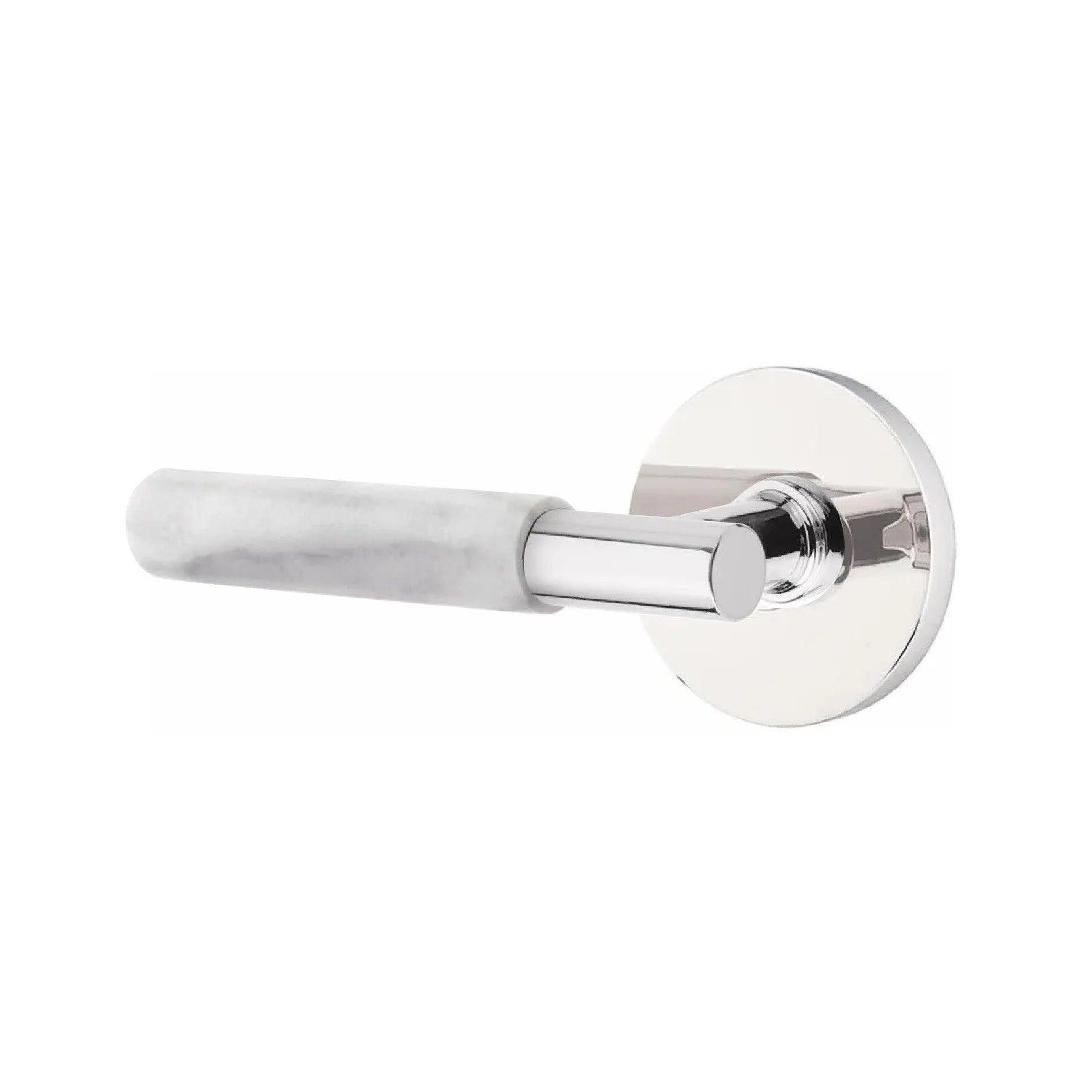 Emtek Select T-Bar White Marble Lever with Disk Rosette Polished Chrome
