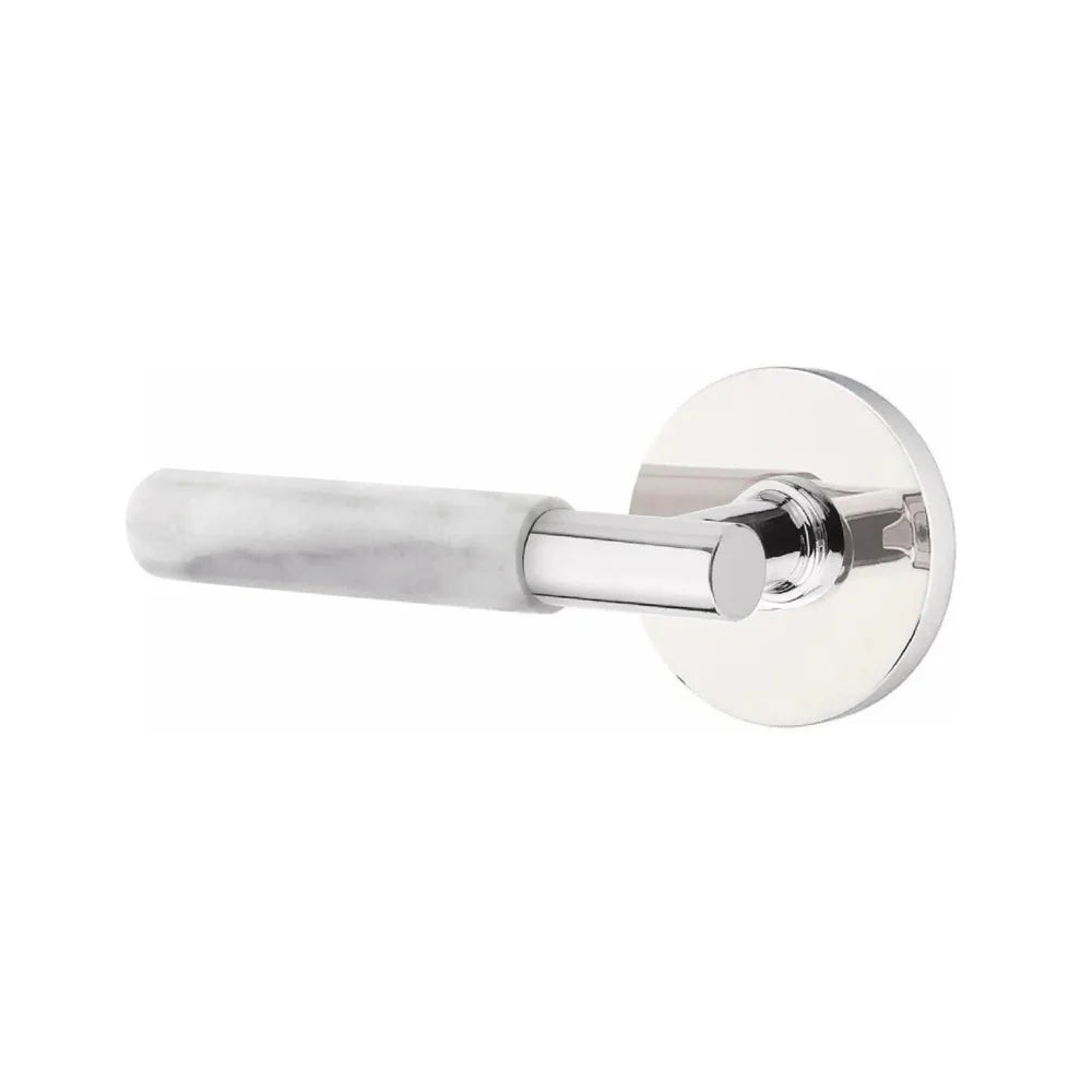 Emtek Select T-Bar White Marble Lever with Disk Rosette Polished Chrome