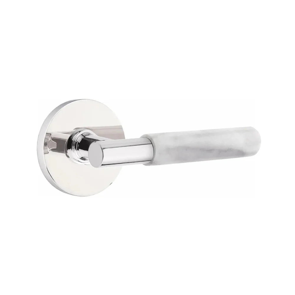 Emtek Select T-Bar White Marble Lever with Disk Rosette Polished Chrome