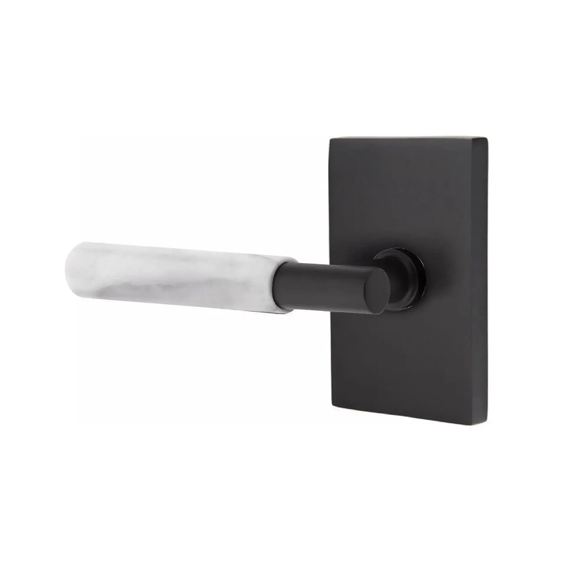 EmtekEmtek Select T-Bar White Marble Lever with Modern Rectangular Rosette in 