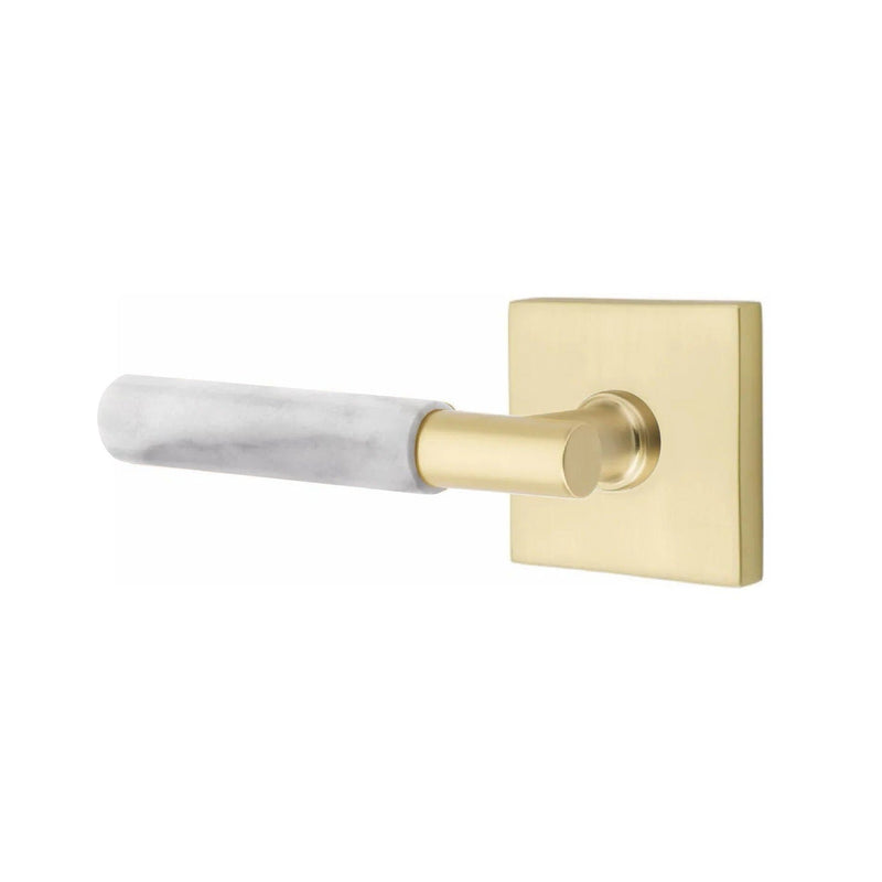 Emtek Select T-Bar White Marble Lever with Square Rosette in finish