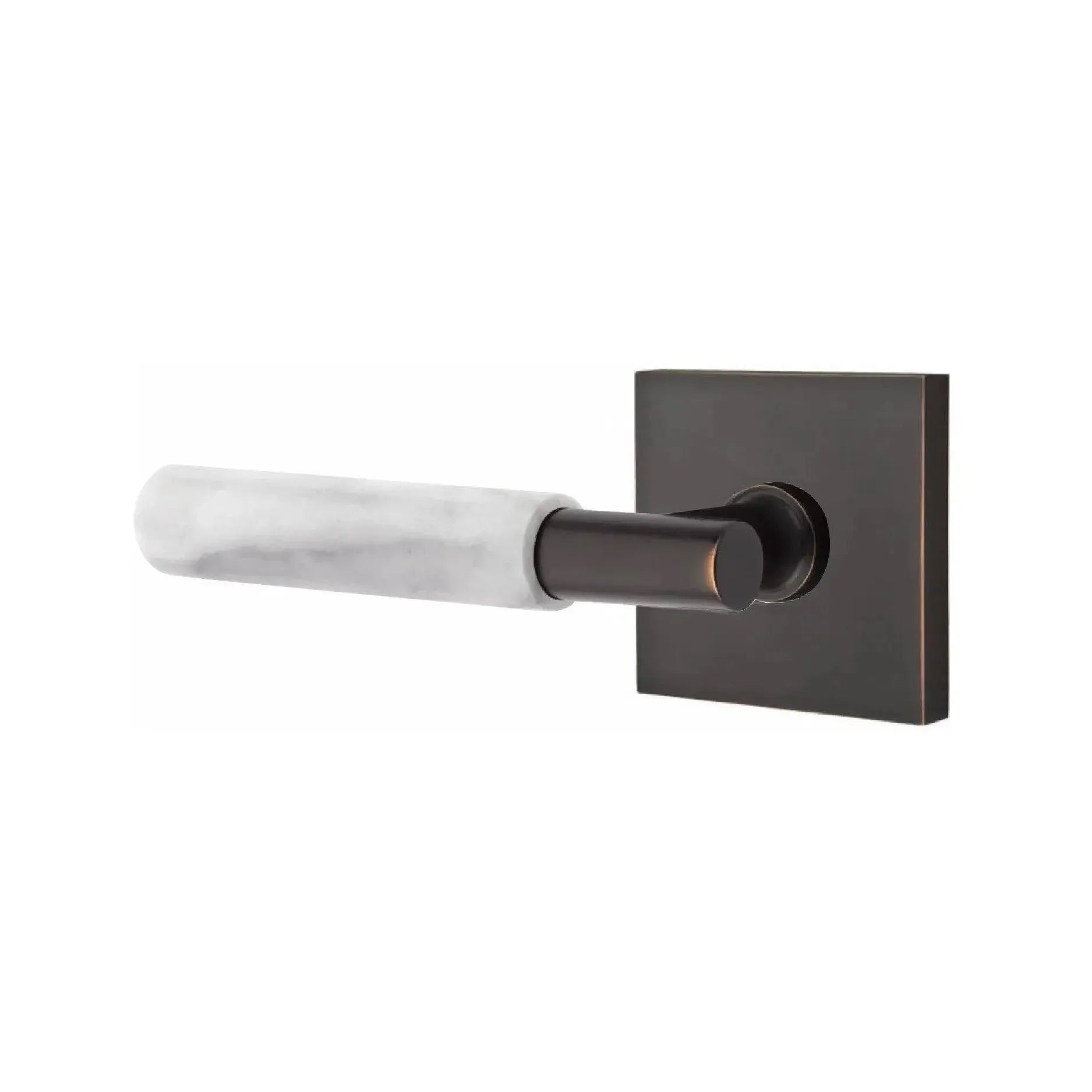 EmtekEmtek Select T-Bar White Marble Lever with Square Rosette in 