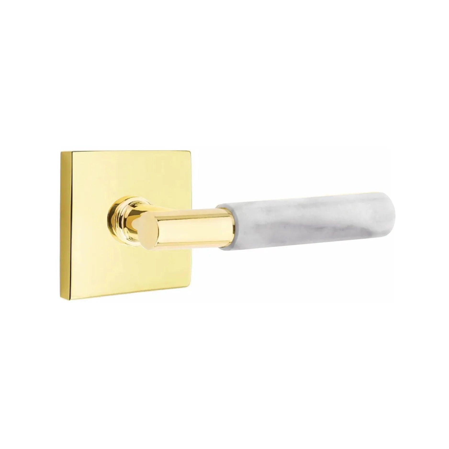 Emtek Select T-Bar White Marble Lever with Square Rosette 