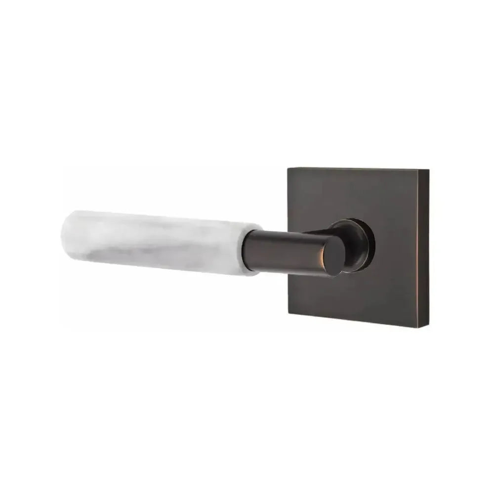 EmtekEmtek Select T-Bar White Marble Lever with Square Rosette in 