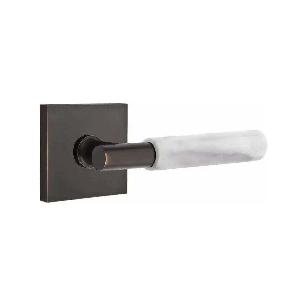 EmtekEmtek Select T-Bar White Marble Lever with Square Rosette in 