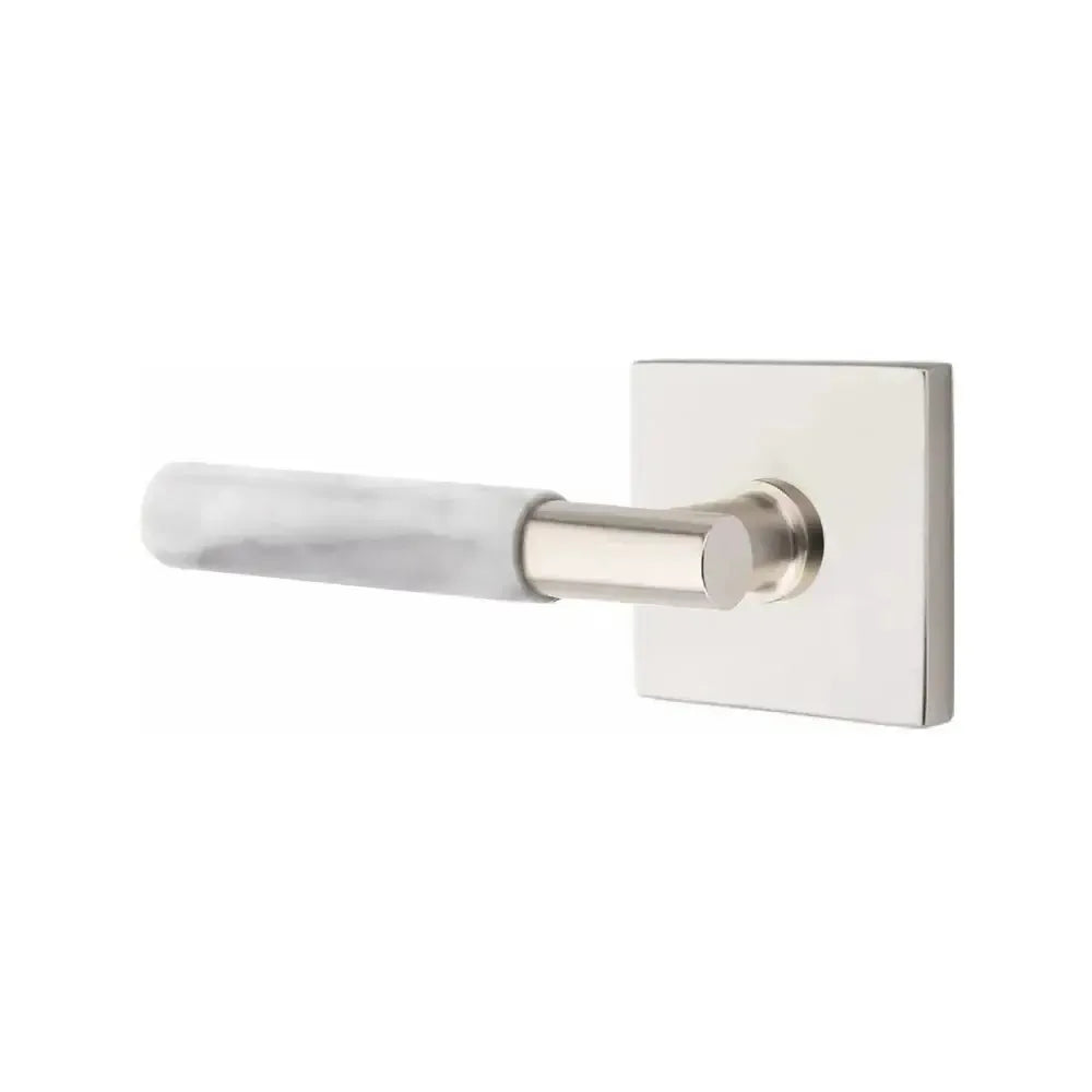 EmtekEmtek Select T-Bar White Marble Lever with Square Rosette in 