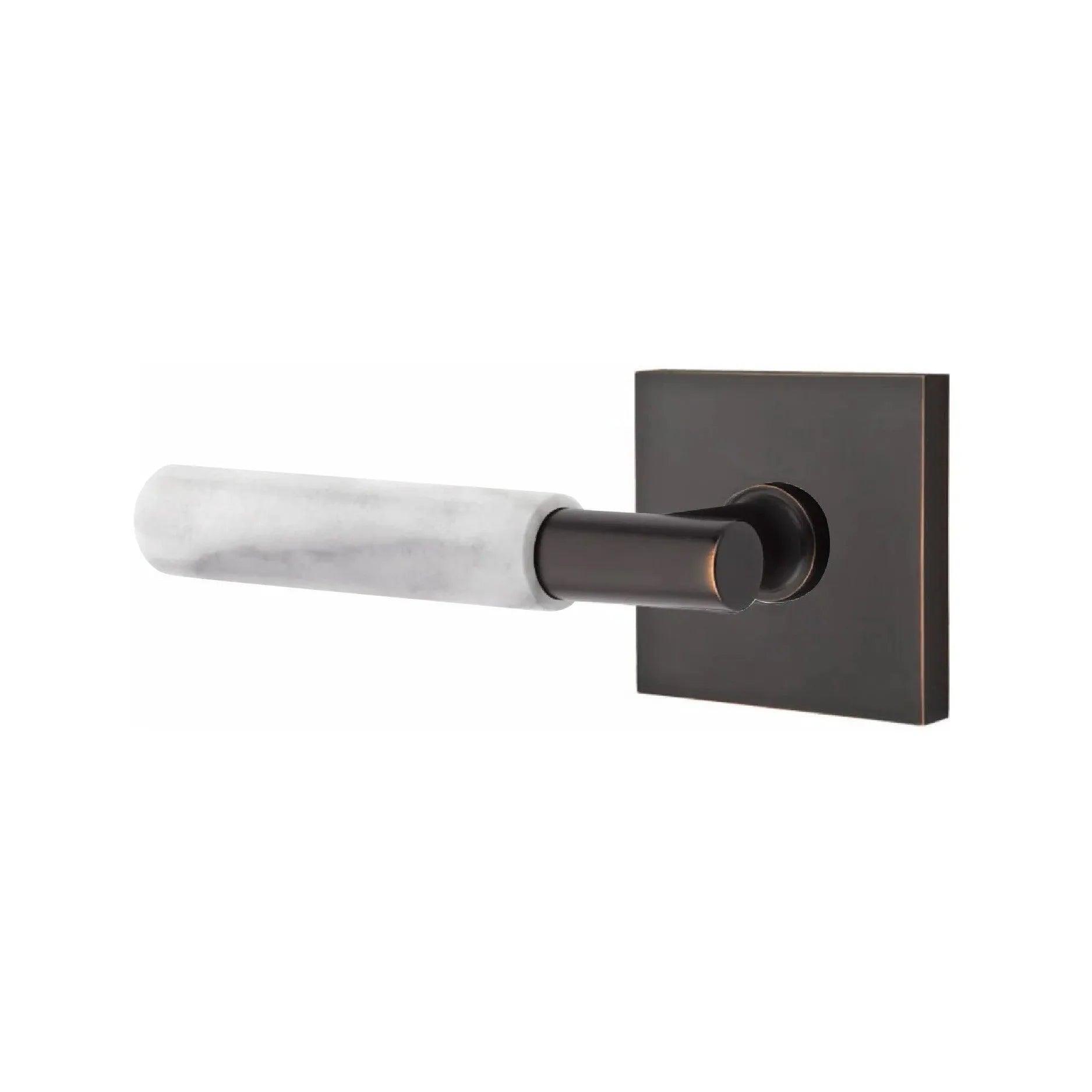 Emtek Select T-Bar White Marble Lever with Square Rosette 