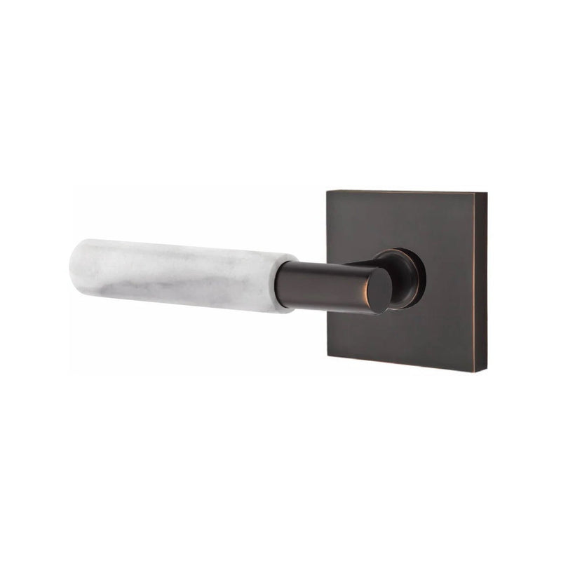 Emtek Select T-Bar White Marble Lever with Square Rosette in finish