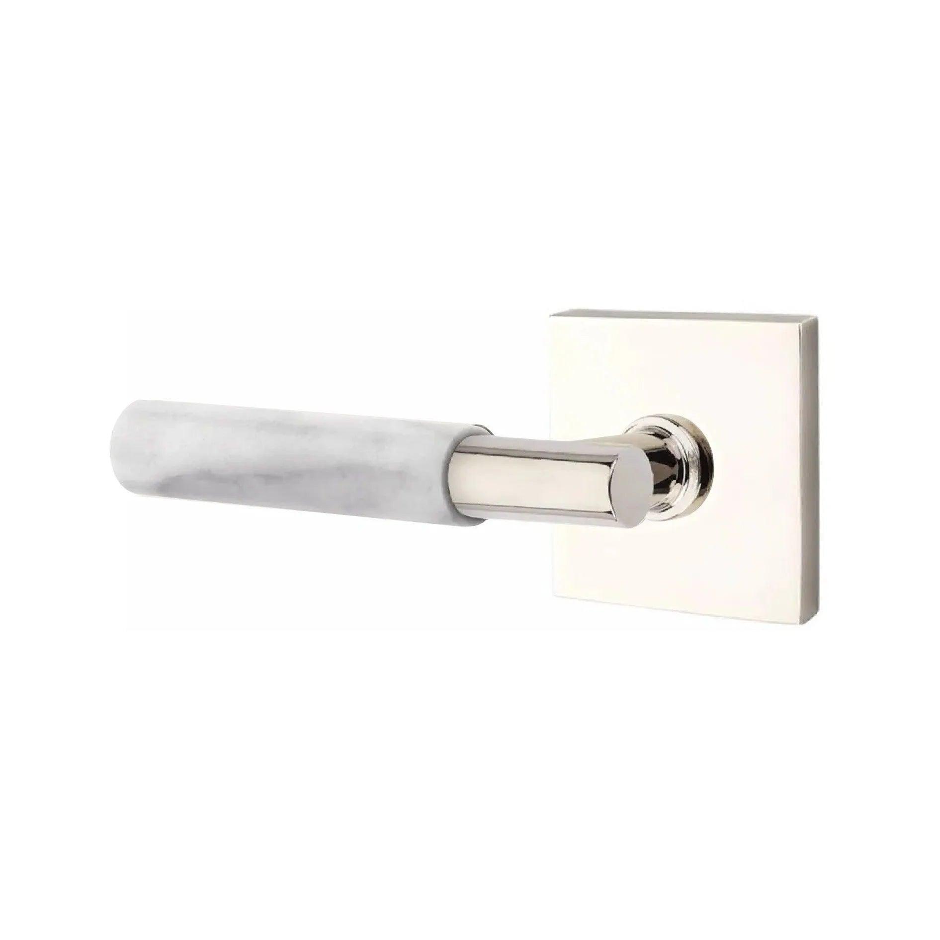 Emtek Select T-Bar White Marble Lever with Square Rosette 