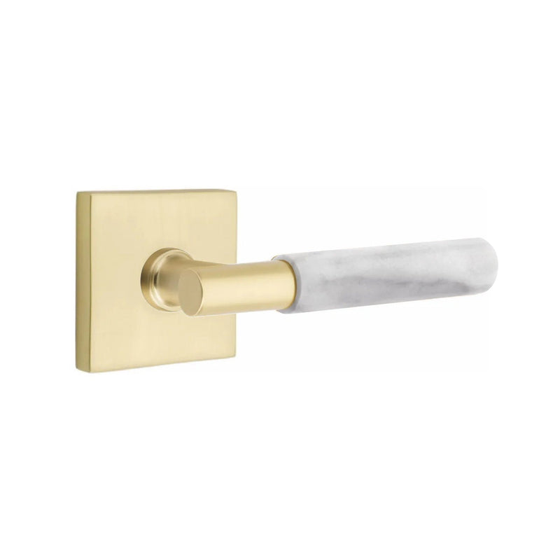 Emtek Select T-Bar White Marble Lever with Square Rosette in finish