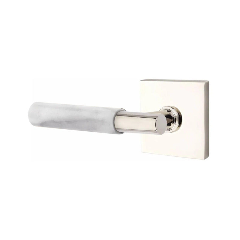 Emtek Select T-Bar White Marble Lever with Square Rosette in finish