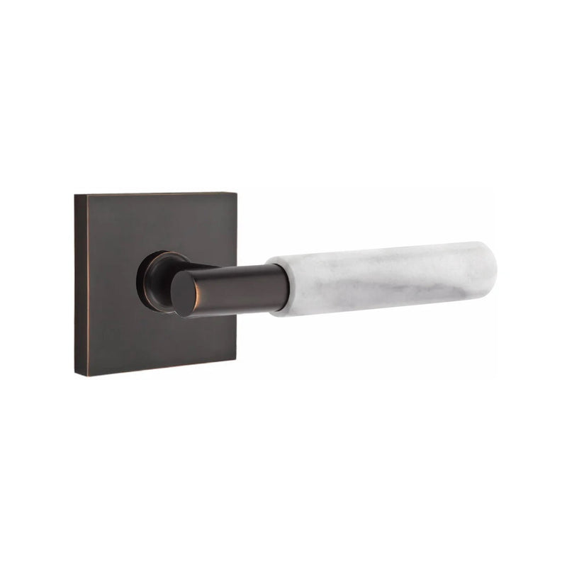 Emtek Select T-Bar White Marble Lever with Square Rosette in finish