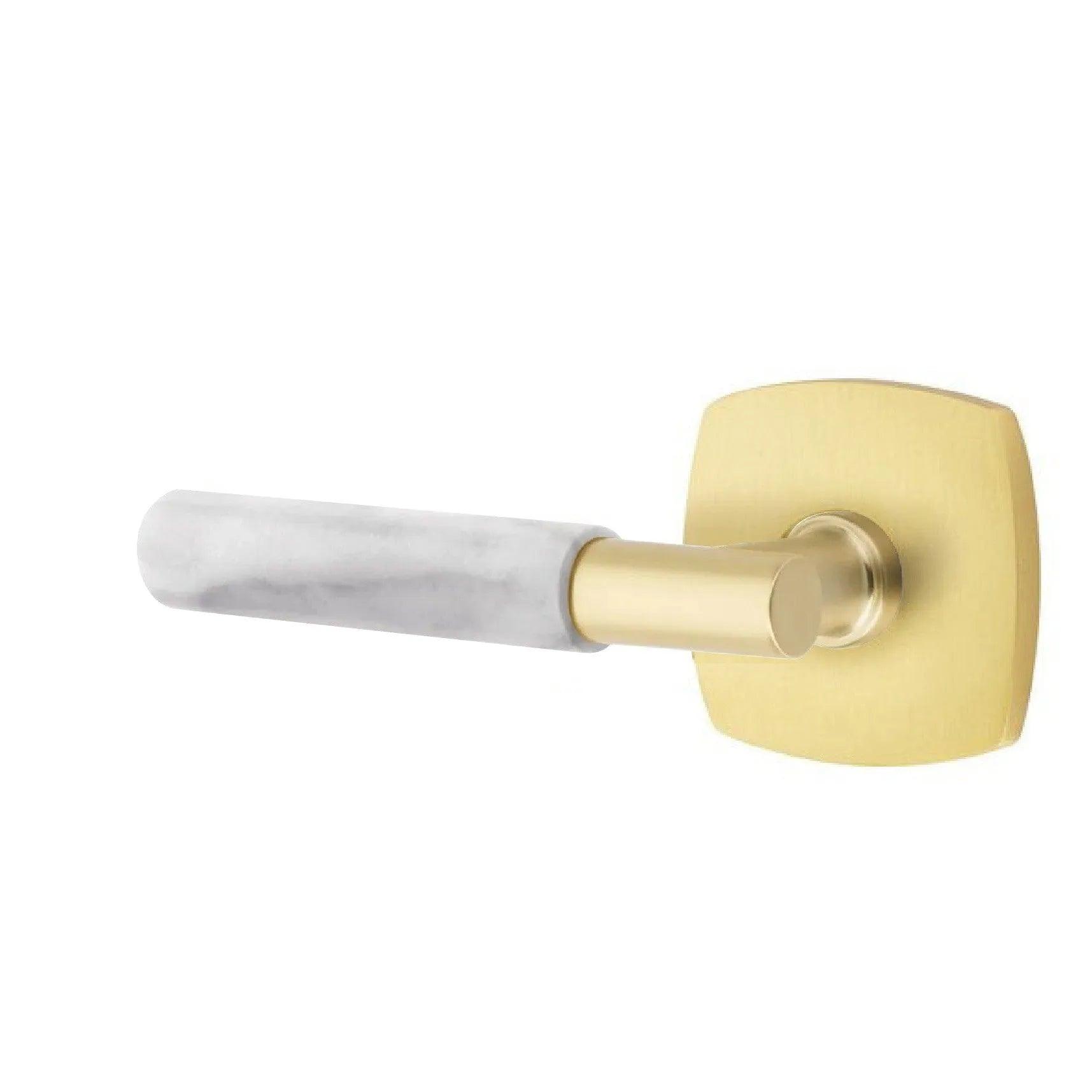 Emtek Select T-Bar White Marble Lever with Urban Modern Rosette 
