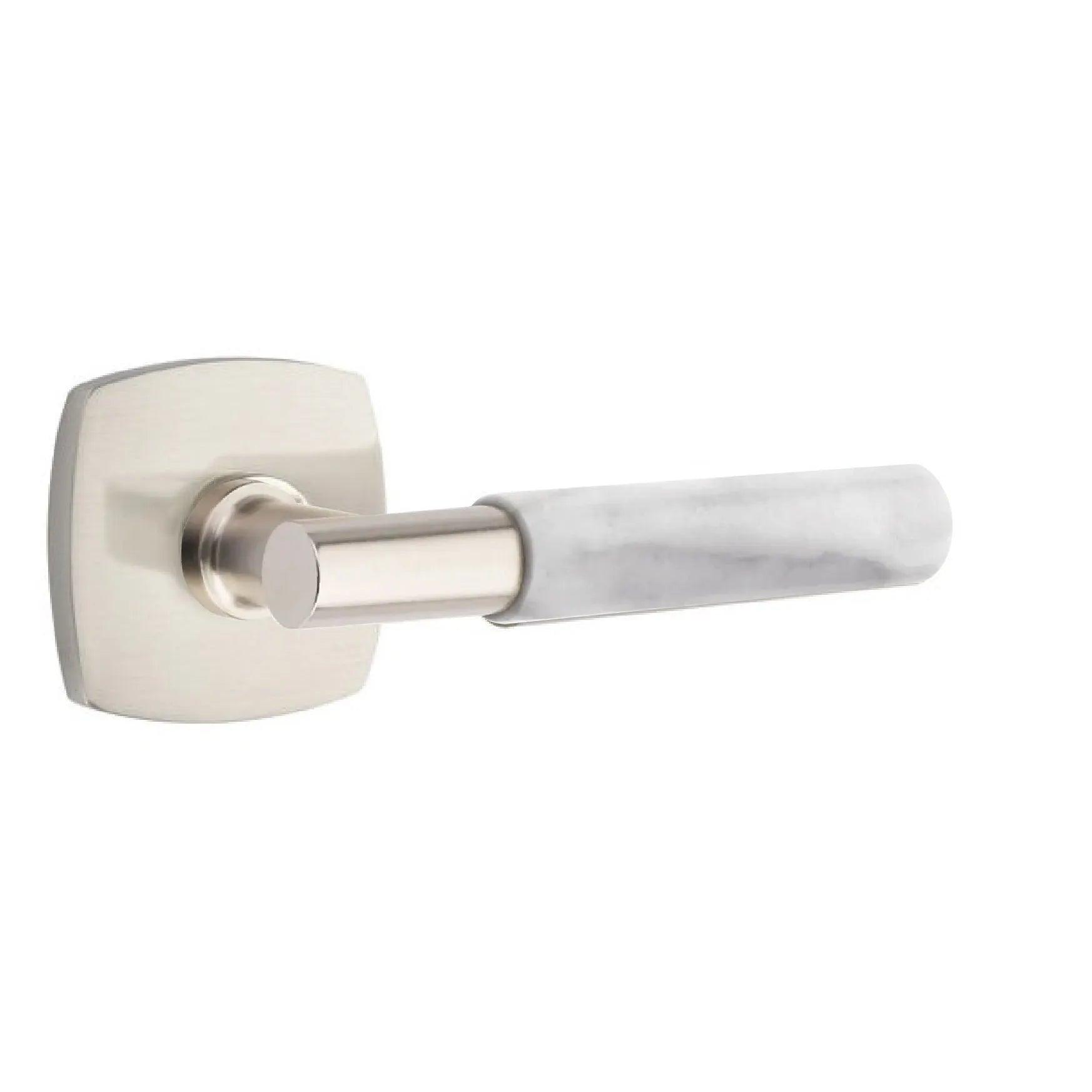 Emtek Select T-Bar White Marble Lever with Urban Modern Rosette 