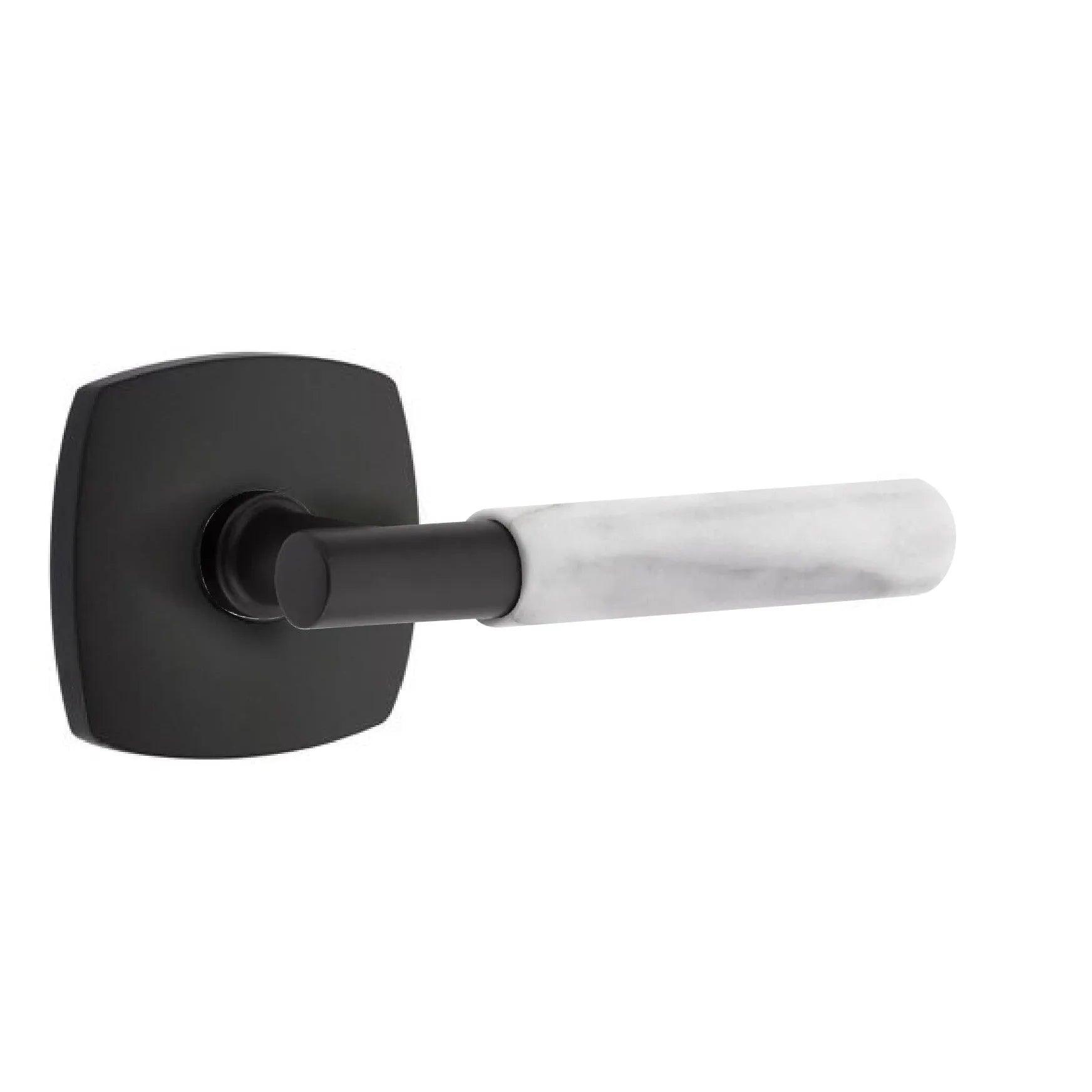 Emtek Select T-Bar White Marble Lever with Urban Modern Rosette 