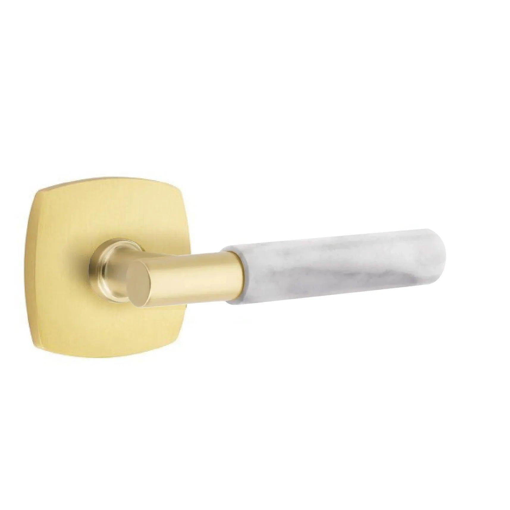 Emtek Select T-Bar White Marble Lever with Urban Modern Rosette 