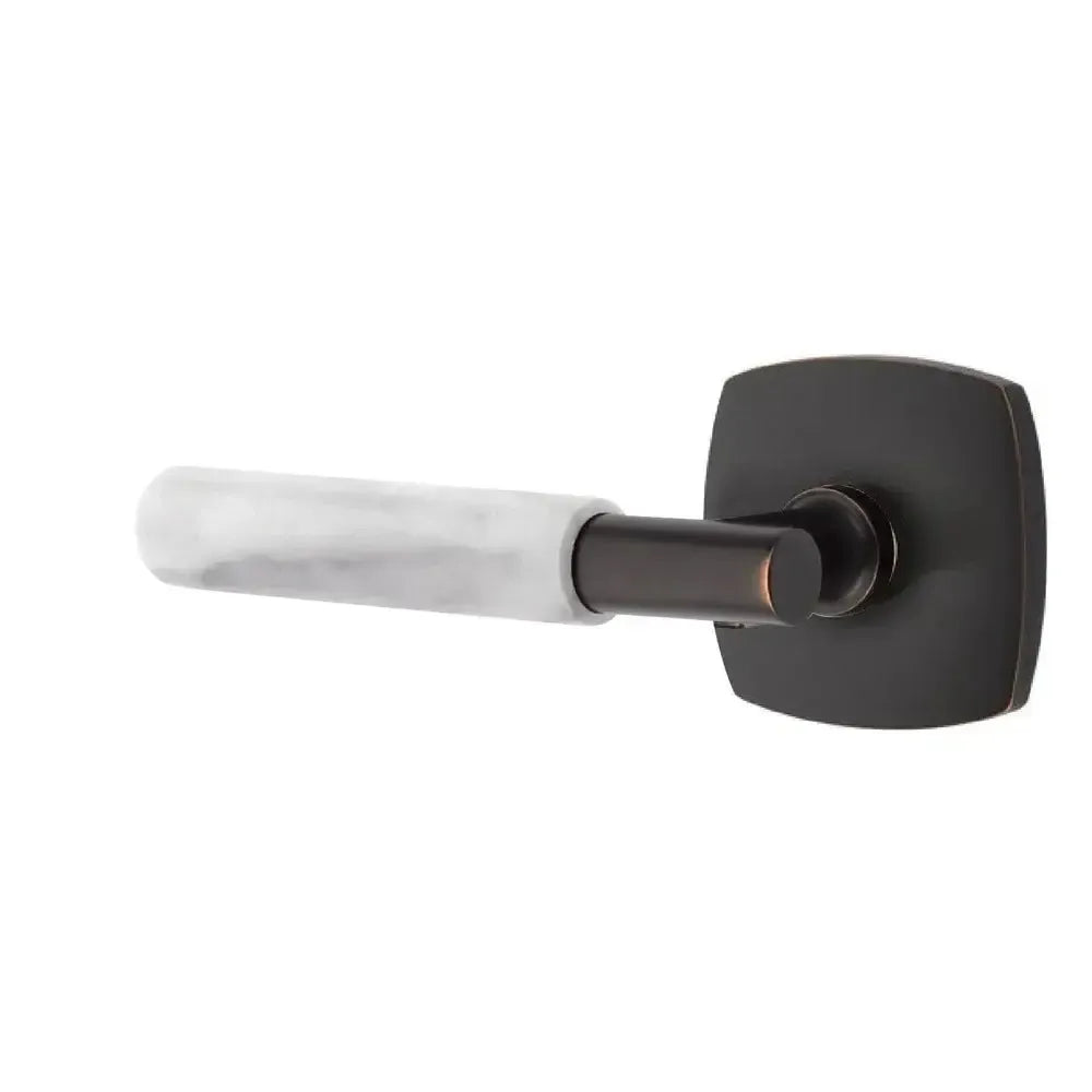 EmtekEmtek Select T-Bar White Marble Lever with Urban Modern Rosette in 