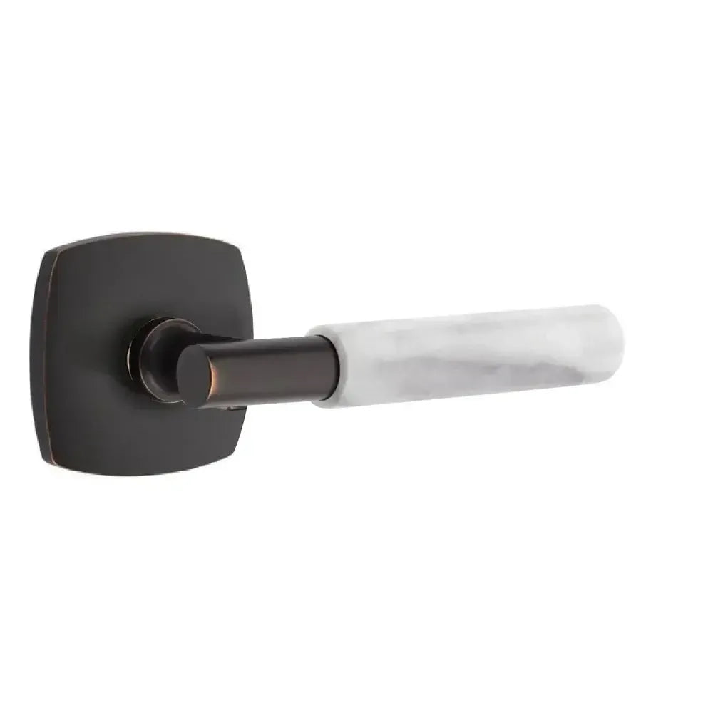 EmtekEmtek Select T-Bar White Marble Lever with Urban Modern Rosette in 