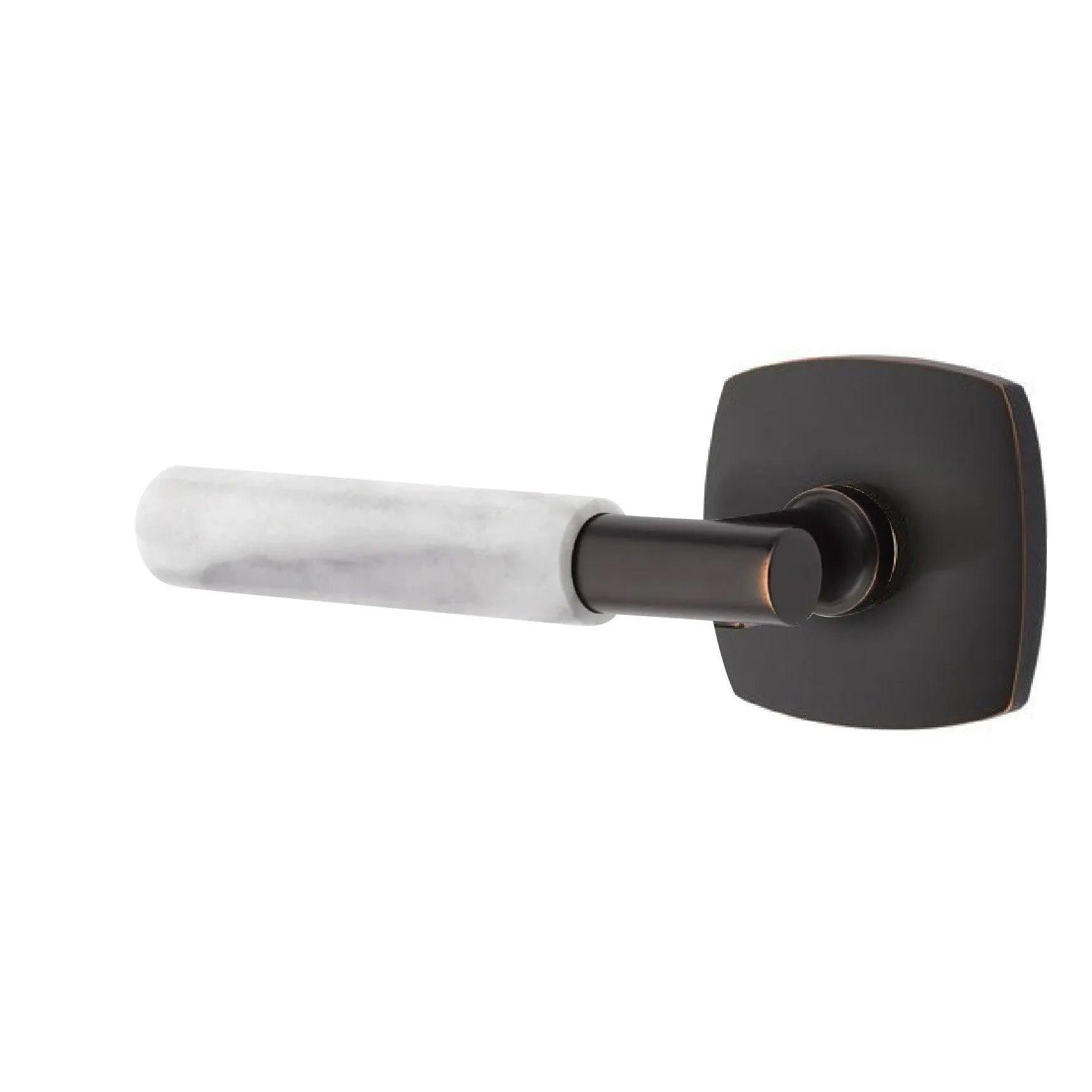 Emtek Select T-Bar White Marble Lever with Urban Modern Rosette 