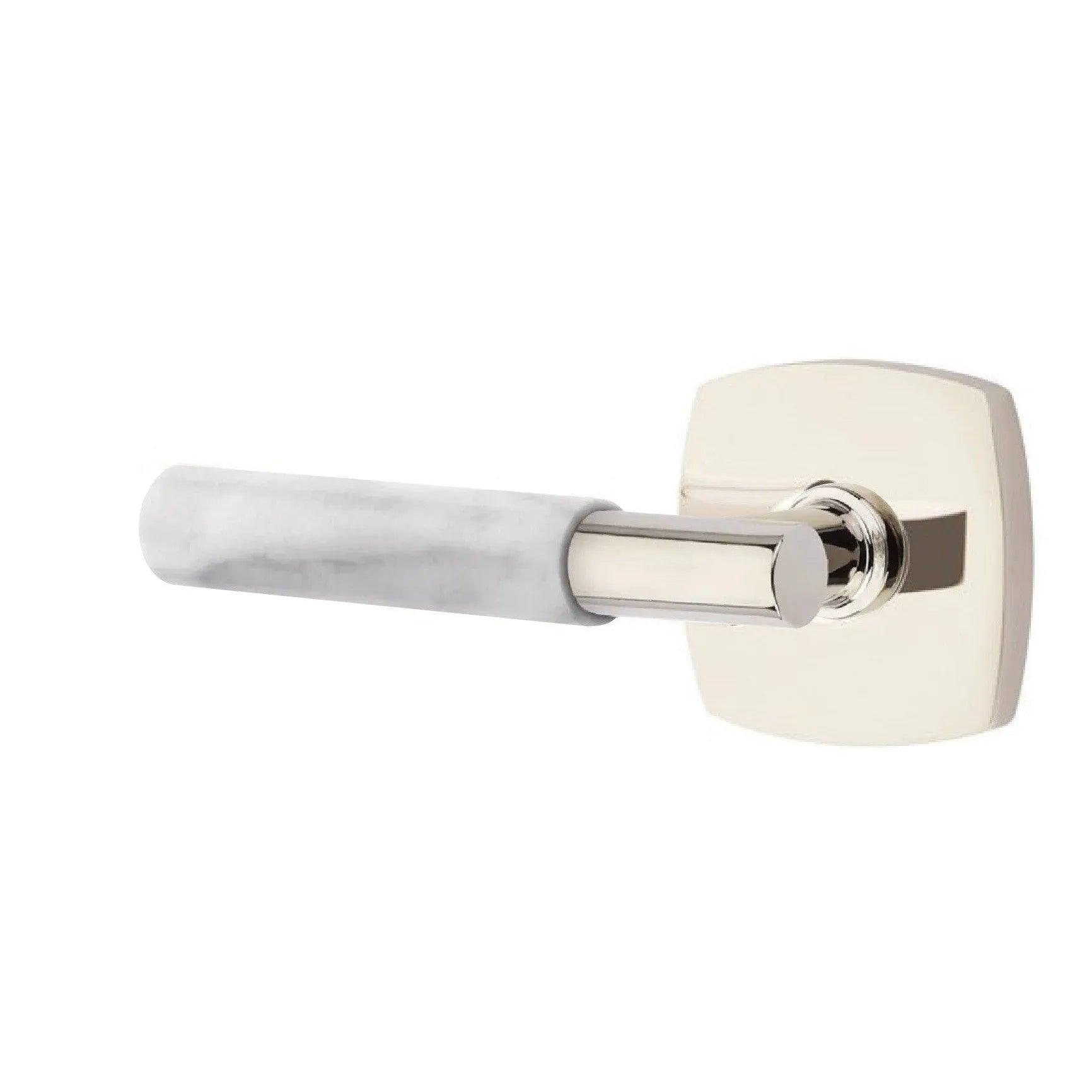 Emtek Select T-Bar White Marble Lever with Urban Modern Rosette 
