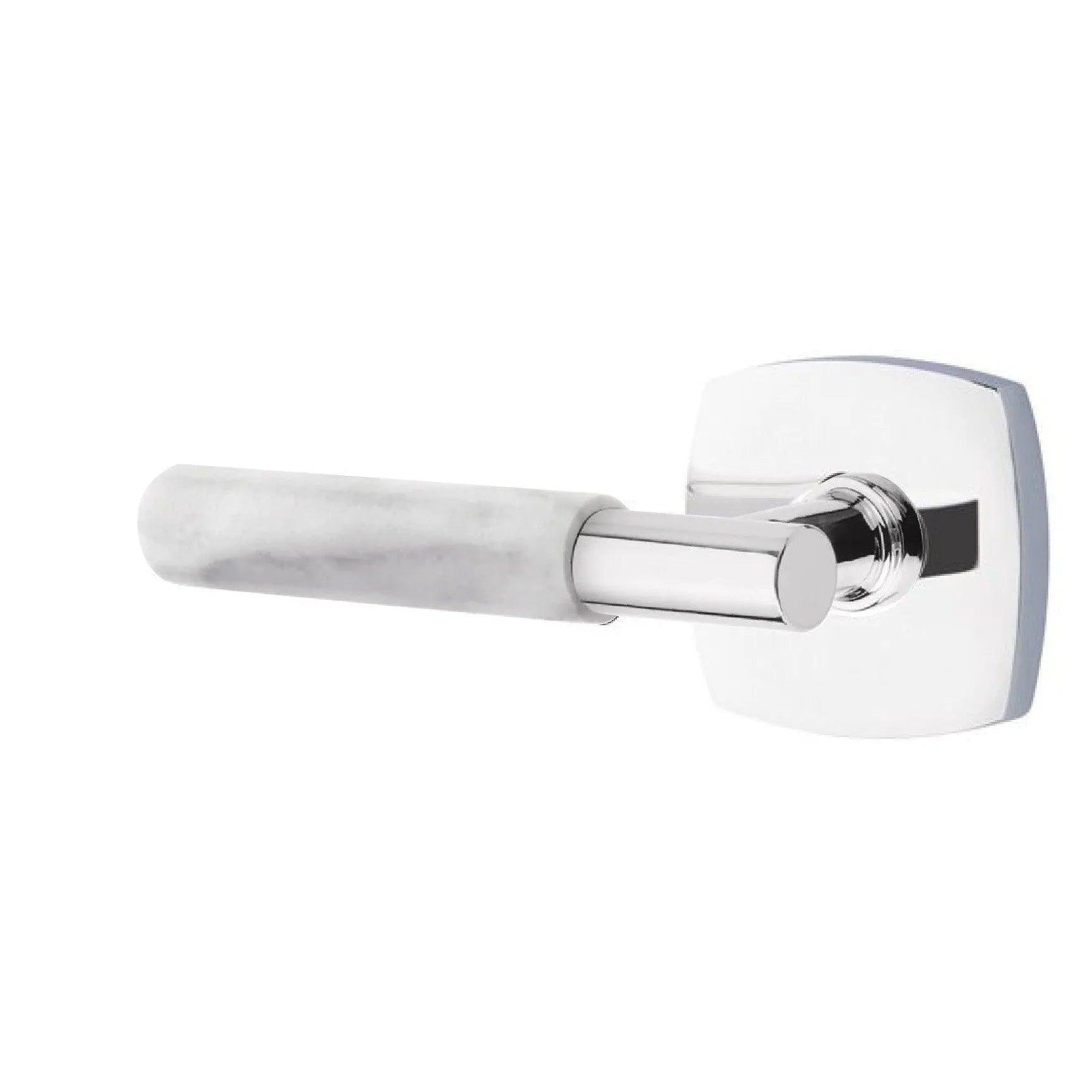 Emtek Select T-Bar White Marble Lever with Urban Modern Rosette Polished Chrome