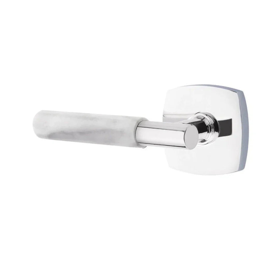 Emtek Select T-Bar White Marble Lever with Urban Modern Rosette Polished Chrome