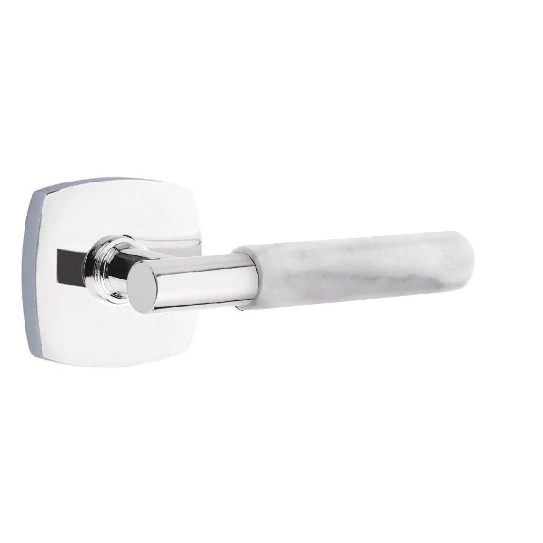 Emtek Select T-Bar White Marble Lever with Urban Modern Rosette Polished Chrome