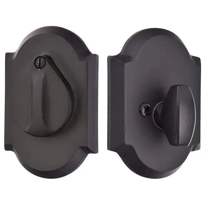 EmtekEmtek Single Cylinder #1 Sandcast Bronze Keyed Deadbolt with Flap in 