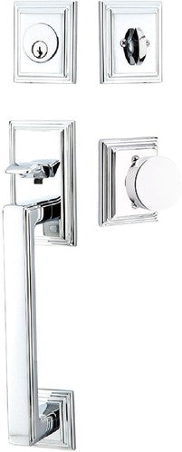 Emtek Hamden Tubular Entrance Handleset With Round Knob in Polished Chrome finish