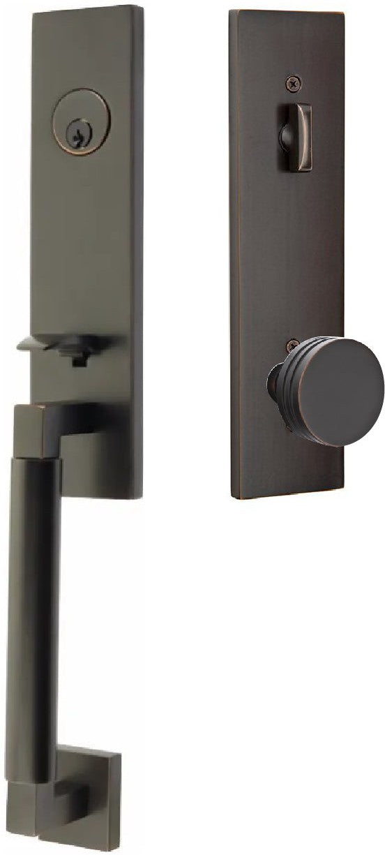 Emtek Hercules Smooth Monolithic Tubular Entry Set with Bern Knob in Oil Rubbed Bronze finish