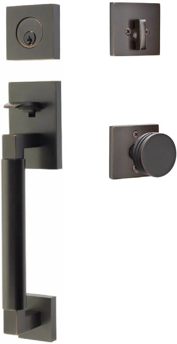 Emtek Hercules Smooth Sectional Tubular Entry Set with Bern Knob in Oil Rubbed Bronze finish