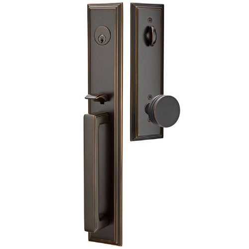 Emtek Melrose Tubular Entrance Handleset With Bern Knob in Oil Rubbed Bronze finish