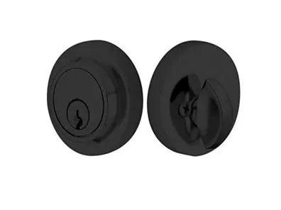 The Emtek Single Cylinder Modern Keyed Deadbolt in Flat Black finish