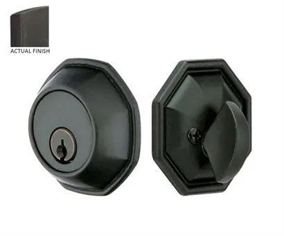 Emtek Single Cylinder Octagon Tuscany Bronze Keyed Deadbolt in Medium Bronze Patina finish