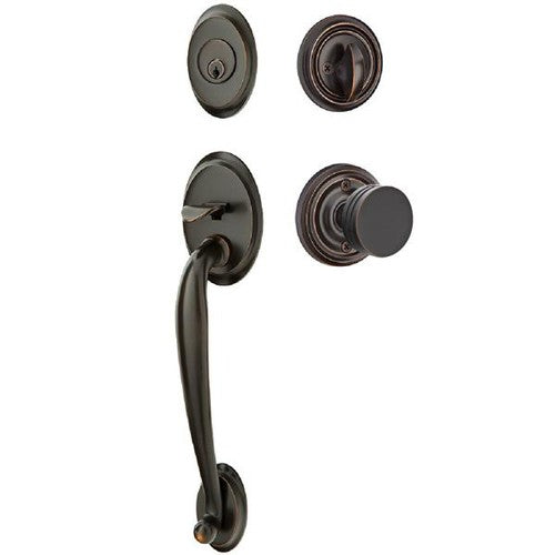 Emtek Saratoga Tubular Entrance Handleset With Bern Knob in Oil Rubbed Bronze finish