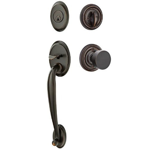 Emtek Saratoga Tubular Entrance Handleset With Round Knob in Oil Rubbed Bronze finish