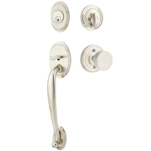 Emtek Saratoga Tubular Entrance Handleset With Round Knob in Satin Nickel finish