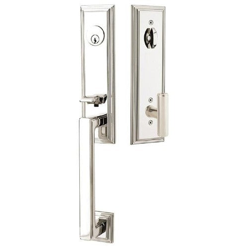 Emtek Wilshire Tubular Entrance Handleset With Ace Knob in Lifetime Polished Nickel finish