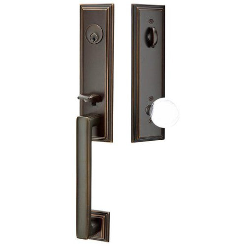 Emtek Wilshire Tubular Entrance Handleset With Bristol Knob in Oil Rubbed Bronze finish