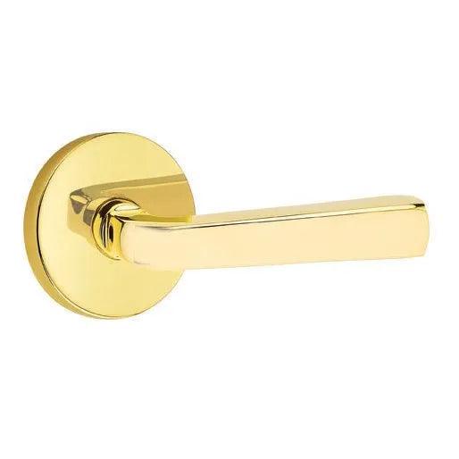 Emtek Sion Lever With Disk Rosette Unlacquered Brass