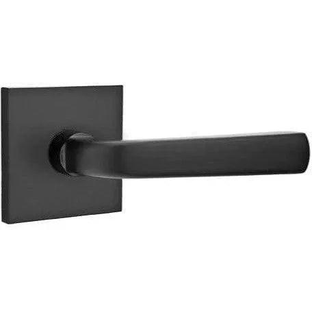 Emtek Sion Lever With Square Rosette in Flat Black finish