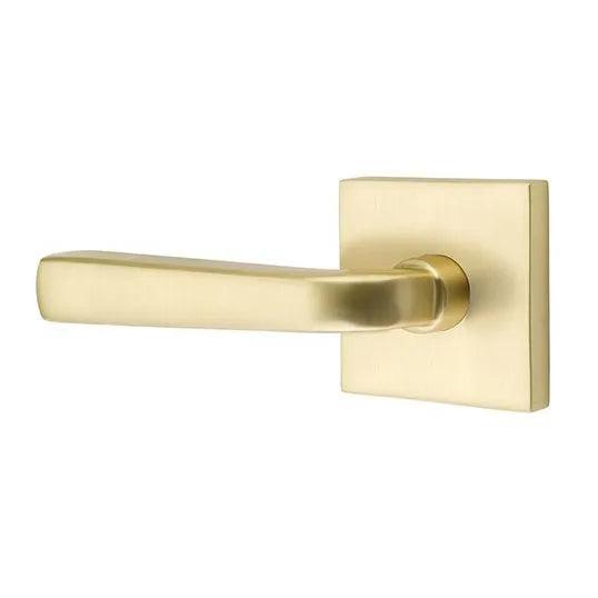 Emtek Sion Lever With Square Rosette in Satin Brass finish