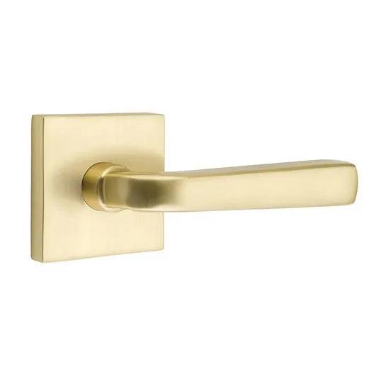 Emtek Sion Lever With Square Rosette in Satin Brass finish